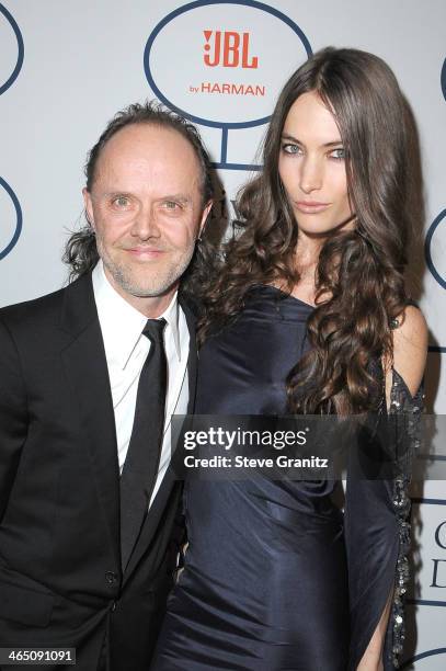 Musician Lars Ulrich and model Jessica Miller attends the 56th annual GRAMMY Awards Pre-GRAMMY Gala and Salute to Industry Icons honoring Lucian...