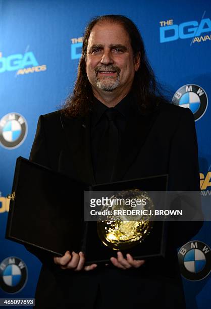 Glenn Weiss holds his trophy for Outstanding Directorial Achievement in Variety/Talk/News/Sports Specials "The 67th Annual Tony Awards" in the press...