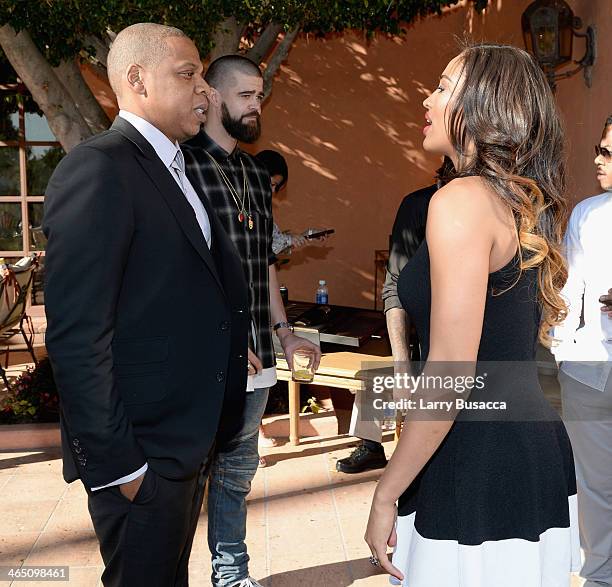 Rapper/producer Jay-Z and WNBA player Skylar Diggins attend the Roc Nation Pre-GRAMMY Brunch Presented by MAC Viva Glam at Private Residence on...