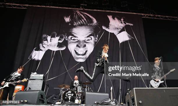 Pelle Almqvist of The Hives performs live for fans at the 2014 Big Day Out Festival on January 26, 2014 in Sydney, Australia.