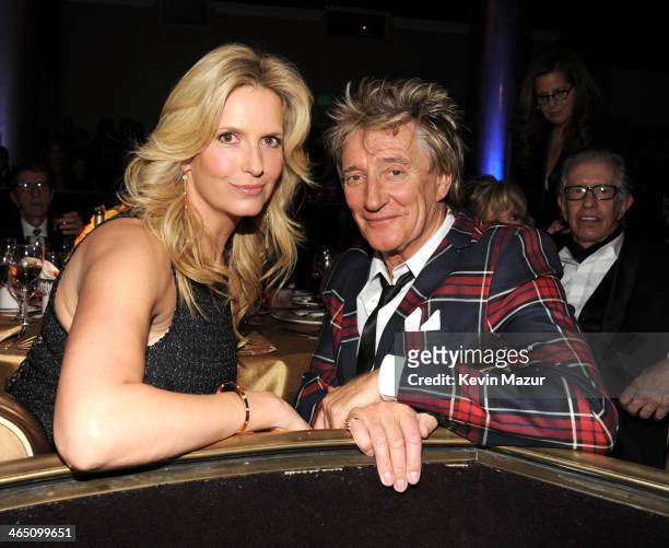 Penny Lancaster and Rod Stewart during the 56th annual GRAMMY Awards Pre-GRAMMY Gala and Salute to Industry Icons honoring Lucian Grainge at The...