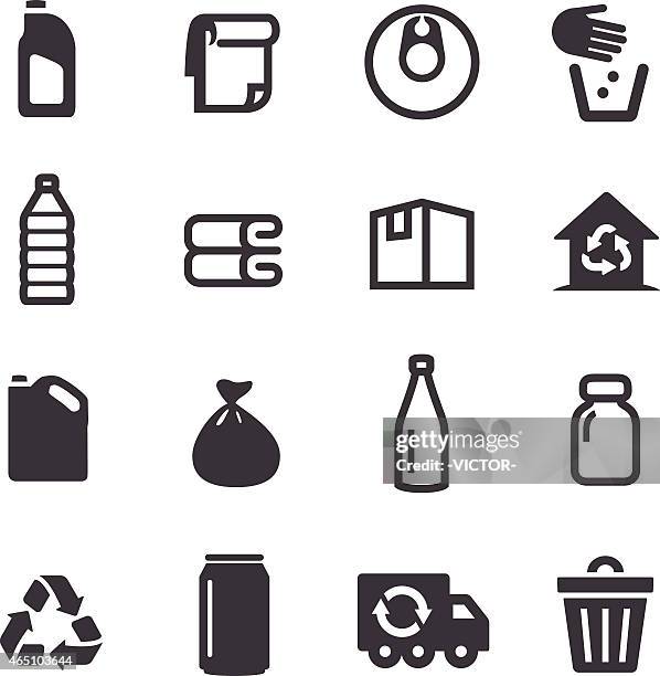 stockillustraties, clipart, cartoons en iconen met recycling icons - acme series - can