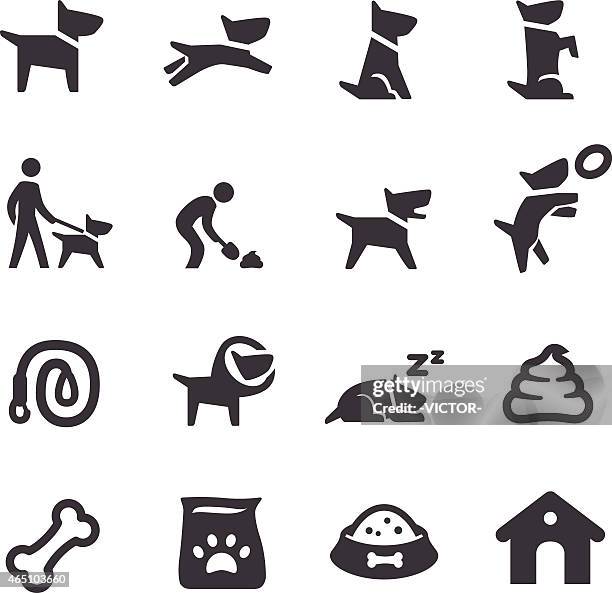 stockillustraties, clipart, cartoons en iconen met dog icons - acme series - apporteren