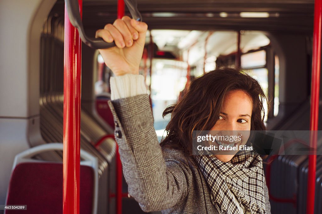 Pretty woman on bus