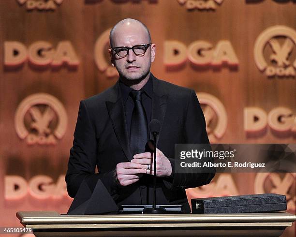 Director Steven Soderbergh accepts the Movies for Television and Mini-Series DGA Award for "Behind the Candelabra" onstage at the 66th Annual...