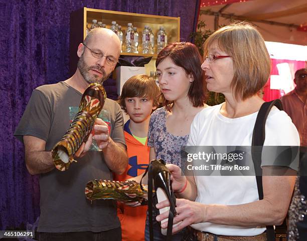 Musician Brad Wells with family attends the GRAMMY Gift Lounge during the 56th Grammy Awards at Staples Center on January 25, 2014 in Los Angeles,...