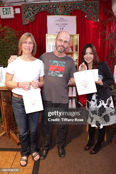 Musician Brad Wells and guest attend the GRAMMY Gift Lounge during the 56th Grammy Awards at Staples Center on January 25, 2014 in Los Angeles,...