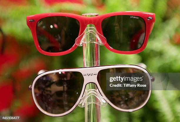 General view of the atmosphere at the Solstice Sunglasses and Safilo USA display at the GRAMMY Gift Lounge during the 56th GRAMMY Awards at Staples...