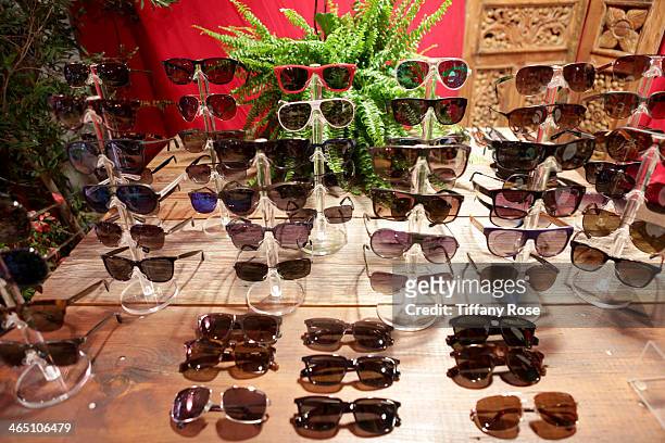 General view of the atmosphere at the Solstice Sunglasses and Safilo USA display at the GRAMMY Gift Lounge during the 56th GRAMMY Awards at Staples...