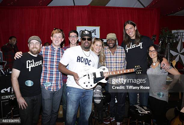 Singers Nathan Morris and Wanya Morris of Boyz II Men attend the GRAMMY Gift Lounge during the 56th Grammy Awards at Staples Center on January 25,...