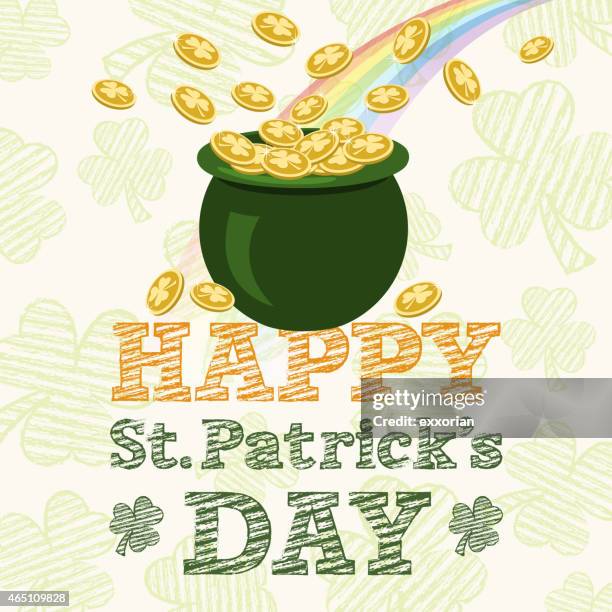 pot of gold for happy st. patrick's day - pot of gold stock illustrations