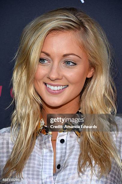 Singer Alexa Goddard arrives at the Roc Nation Pre-GRAMMY Brunch presented by MAC Viva Glam on January 25, 2014 in Los Angeles, California.