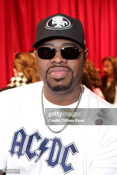 Singer Nathan Morris of Boyz II Men wearing Polaroid sunglasses with the Solstice Sunglasses and Safilo USA display at the GRAMMY Gift Lounge during...