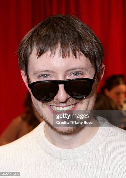 Musician Avery Griffin wearing Polaroid Polarized sunglasses with the Solstice Sunglasses and Safilo USA display at the GRAMMY Gift Lounge during the...