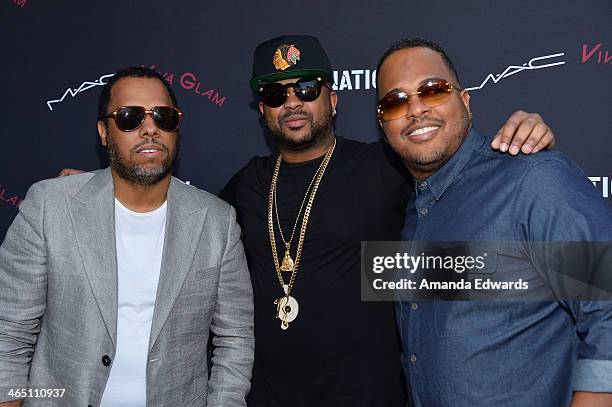 Producers NO I.D., The Dream and Tricky Stewart arrive at the Roc Nation Pre-GRAMMY Brunch presented by MAC Viva Glam on January 25, 2014 in Los...