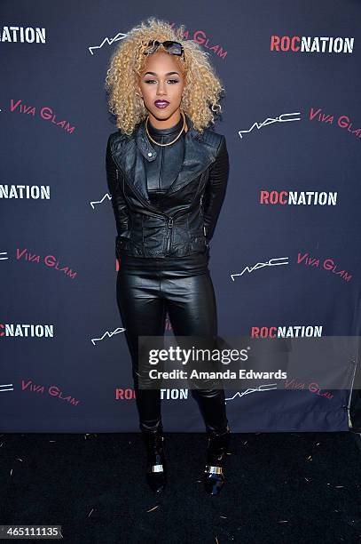 Singer/songwriter K. Rose arrives at the Roc Nation Pre-GRAMMY Brunch presented by MAC Viva Glam on January 25, 2014 in Los Angeles, California.