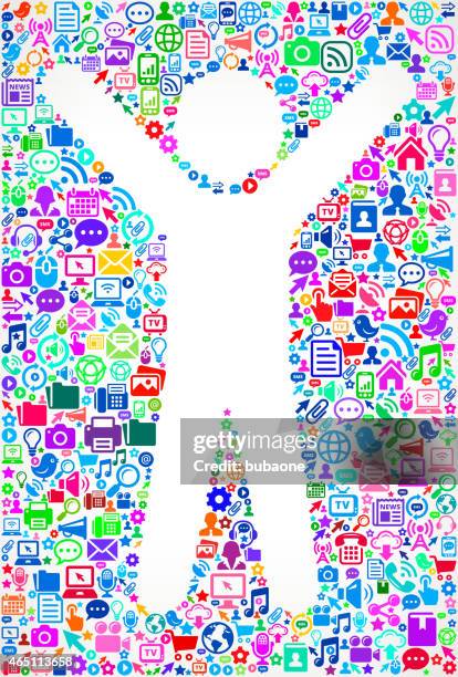 happy man modern technology royalty free vector art pattern - man talking camera stock illustrations