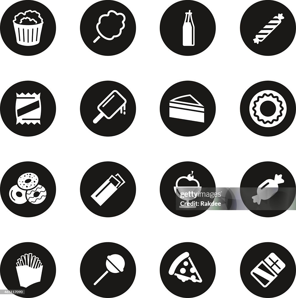 Junk Food Icons - Black Circle Series