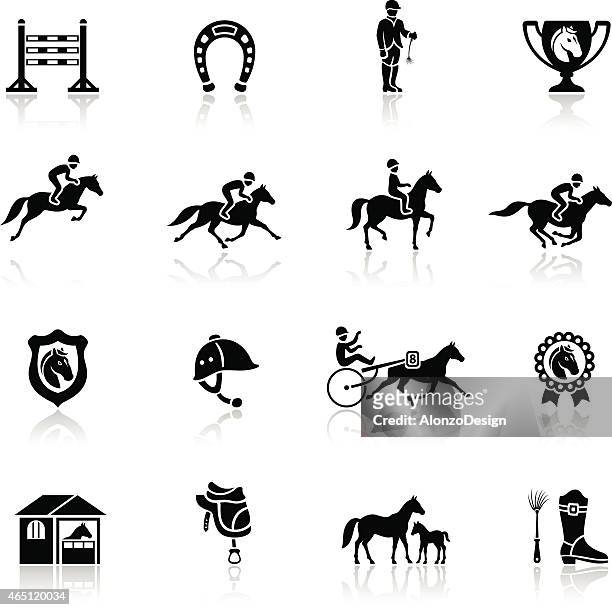 ilustraciones, imágenes clip art, dibujos animados e iconos de stock de icono de carreras de caballos - jockey