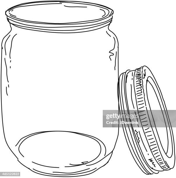 canning jar open lid - canning stock illustrations