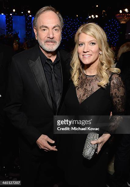 Singer Neil Diamond and Katie McNeil attend the 56th annual GRAMMY Awards Pre-GRAMMY Gala and Salute to Industry Icons honoring Lucian Grainge at The...