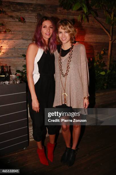 Actress Dawn Olivieri and actress Cody Horn are seen at Seasalt and Pepper Restaurant on January 25, 2014 in Miami, Florida.