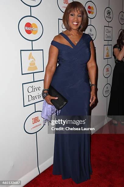 Personality Gayle King arrives at the 2014 HYUNDAI / GRAMMYs Clive Davis Pre-GRAMMY Gala Activation + Equus Fleet Arrivals at The Beverly Hilton...