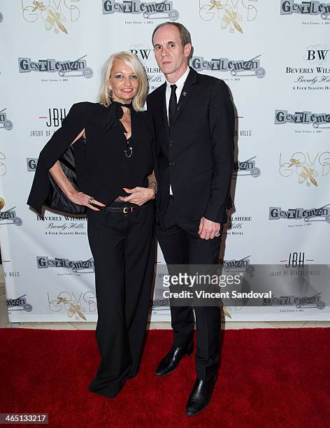 Trudy Bellinger and David Thomas attend Jason Of Beverly Hills' Pre-GRAMMY cocktail hour and salute to fashion icon David Thomas' Gentleman...
