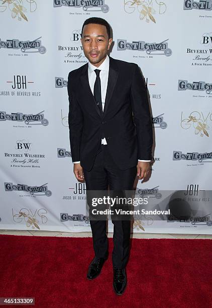 Singer John Legend attends Jason Of Beverly Hills' Pre-GRAMMY cocktail hour and salute to fashion icon David Thomas' Gentleman Collection at The Blvd...