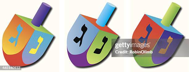 ilustraciones, imágenes clip art, dibujos animados e iconos de stock de tres deidels - dreidel