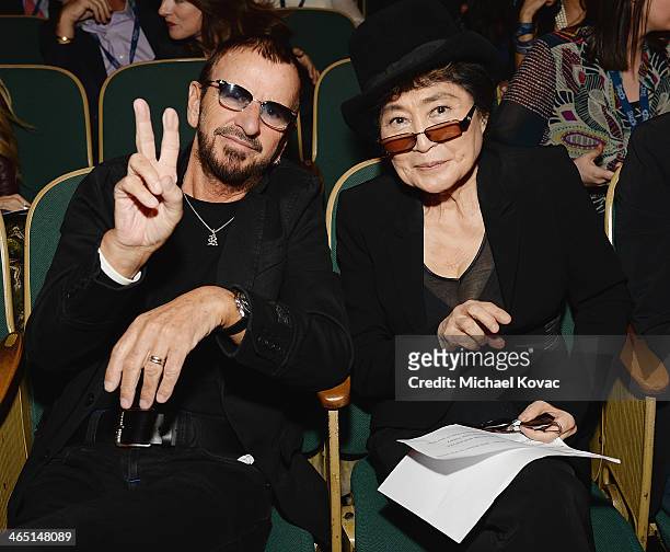 Musicians Ringo Starr and Yoko Ono attend the Special Merit Awards Ceremony of the 56th GRAMMY Awards on January 25, 2014 in Los Angeles, California.