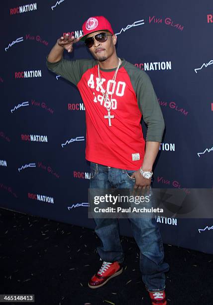 Rapper T.I. Attends the Roc Nation pre-Grammy brunch on January 25, 2014 in Los Angeles, California.