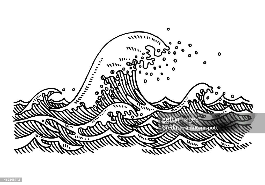 Big Wave Sea Drawing