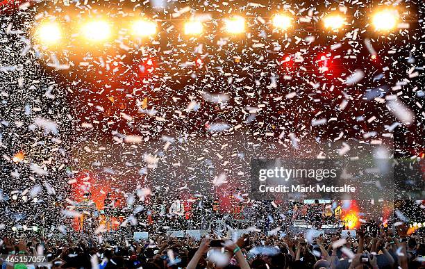 Arcade Fire perform live for fans at the 2014 Big Day Out Festival on January 26, 2014 in Sydney, Australia.