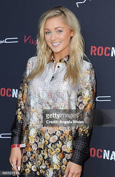 Singer Alexa Goddard arrives at the Roc Nation Pre-Grammy brunch presented by MAC Viva Glam at a private residency on January 25, 2014 in Los...