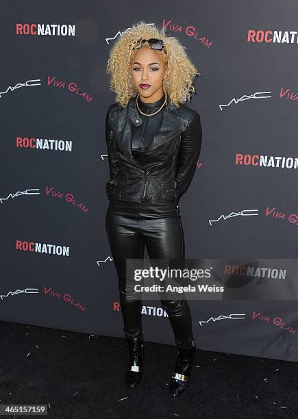 Singer/songwriter K. Rose arrives at the Roc Nation Pre-Grammy brunch presented by MAC Viva Glam at a private residency on January 25, 2014 in Los...