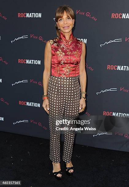 Music industry executive Sylvia Rhone arrives at the Roc Nation Pre-Grammy brunch presented by MAC Viva Glam at a private residency on January 25,...