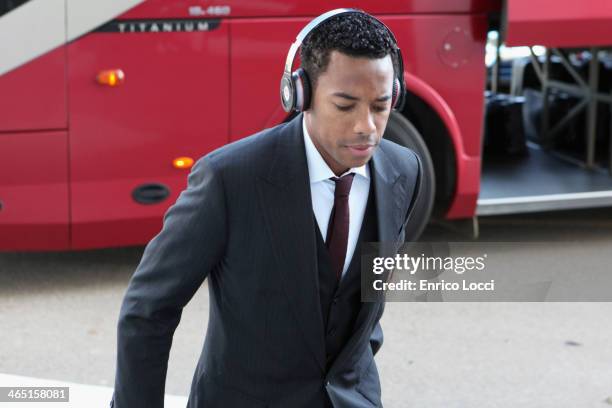 Robinho of Milan before the Serie A match between Cagliari Calcio and AC Milan at Stadio Sant'Elia on January 26, 2014 in Cagliari, Italy.