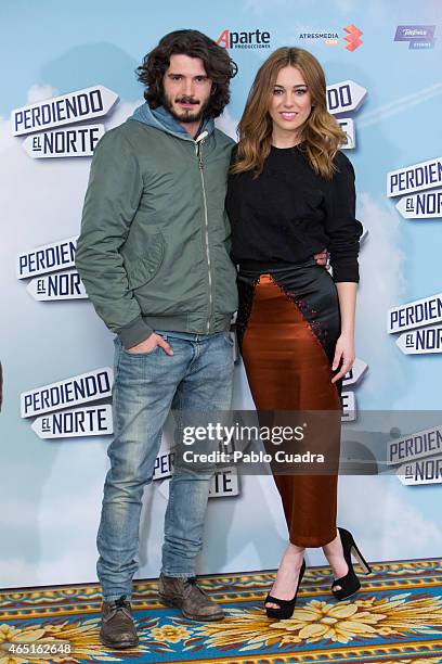 Actor Yon Gonzalez and actress Blanca Suarez pose during a photocall to present 'Perdiendo el Norte' at Intercontinental Hotel on March 3, 2015 in...