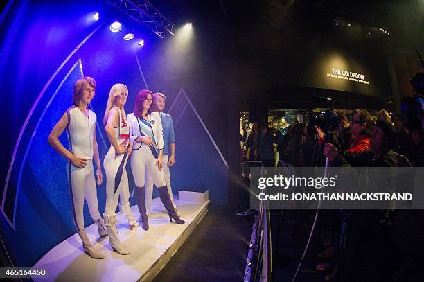 Swedish music band ABBA's new wax figures are disclosed on March 3, 2015 at the ABBA museum in Stockholm, Sweden. AFP PHOTO/JONATHAN NACKSTRAND