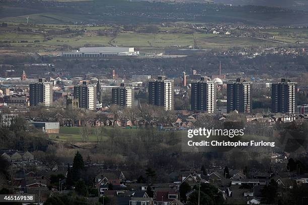 General view over the Lancashire town of Rochdale after ten men faced alleged charges of child sexual exploitation on March 3, 2015 in Rochdale,...