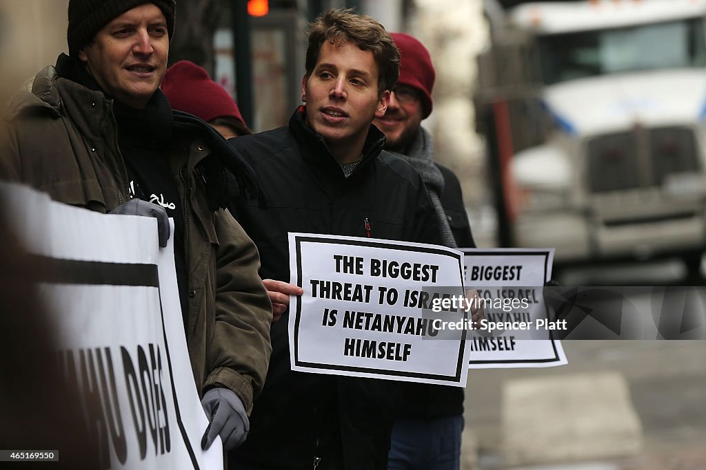 Protestors Rally Outside Israeli Consulate In NYC During Netanyahu Speech