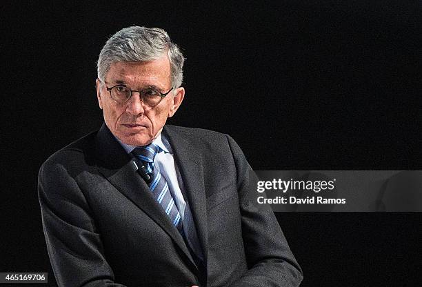 Chairman of the Federal Communications Commission Tom Wheeler speaks during his keynote conference during the second day of the Mobile World Congress...