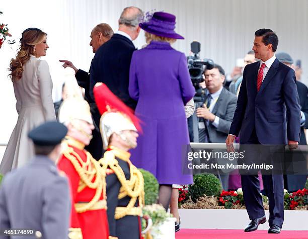 Mexican President Enrique Pena Nieto , Prince Charles, Prince of Wales and Camilla, Duchess of Cornwall look on as Prince Philip, Duke of Edinburgh...