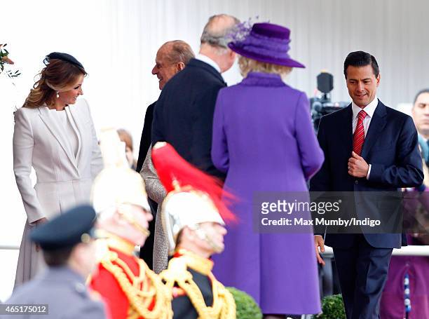 Mexican President Enrique Pena Nieto , Prince Charles, Prince of Wales and Camilla, Duchess of Cornwall look on as Prince Philip, Duke of Edinburgh...
