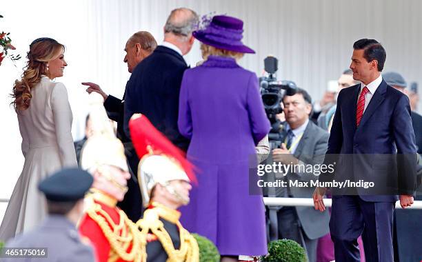 Mexican President Enrique Pena Nieto , Prince Charles, Prince of Wales and Camilla, Duchess of Cornwall look on as Prince Philip, Duke of Edinburgh...