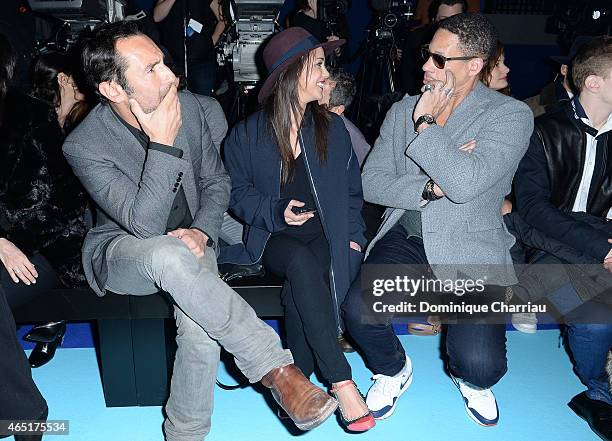 Gilles Lellouche, Alice Belaidi and JoeyStarr attend the ETAM show as part of the Paris Fashion Week Womenswear Fall/Winter 2015/2016 on March 3,...