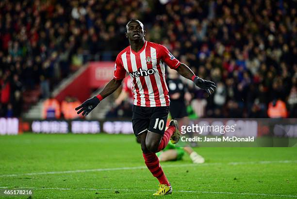 Sadio Mane of Southampton celebrates after scoring the opening goal during the Barclays Premier League match between Southampton and Crystal Palace...