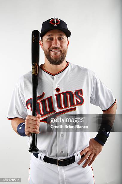 Trevor Plouffe of the Minnesota Twins poses for a photo during the Twins' photo day on March 3, 2015 at Hammond Stadium in Fort Myers, Florida.