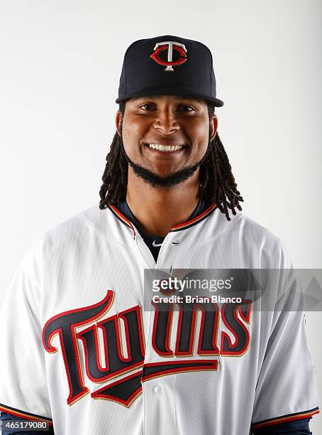 Ervin Santana of the Minnesota Twins poses for a photo on March 3, 2015 at Hammond Stadium in Fort Myers, Florida.